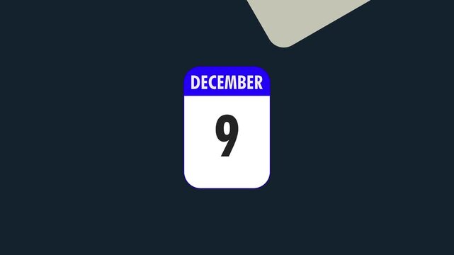 December Year End Calendar Animation, Horizontal