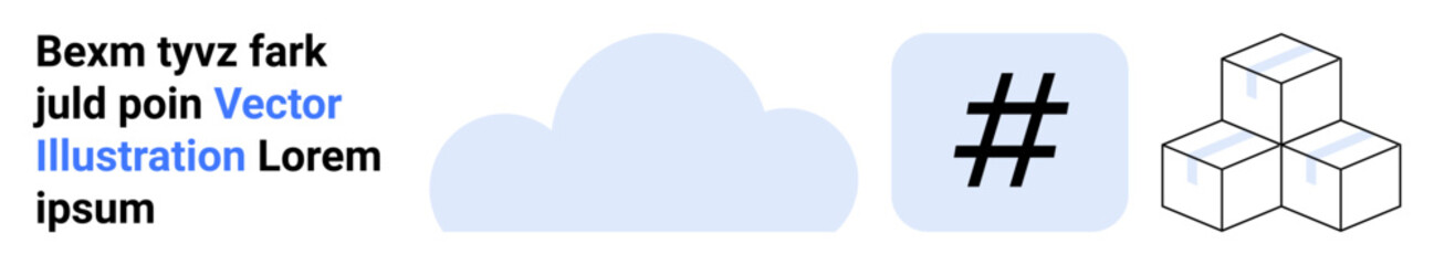 Obraz premium Abstract cloud, metadata tag symbol, and cubic shapes representing connectivity, innovation, social media trends, technology, data management, digital networks, and minimalism for a simple landing