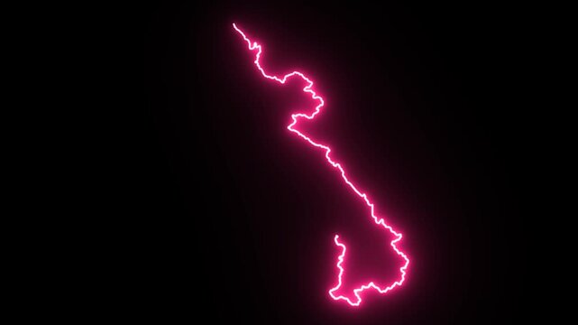  Laos Neon Map Outline Animation,Blue & Orange Energy Border on Black Background,Glowing Neon Map Outline Animation,Blue Orange Energy Lines,Futuristic Neon Map Outline,Blue & Orange Energy Border