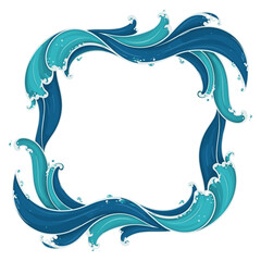 Stylized blue wave border design with copy space for text and content framing