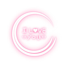 Pink Neon Love Sign Circle Glow Romantic Valentine Message Dark Background Square PNG