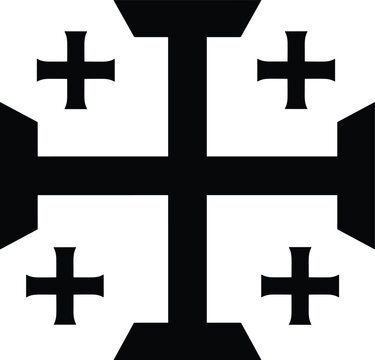 Jerusalem cross vector illustration, christian religious symbol, historic kingdom emblem, abstract greek cross design, spiritual icon artwork, cultural faith graphic
