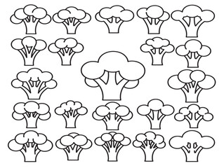 Obraz premium Broccoli shapes collection with modern line art design