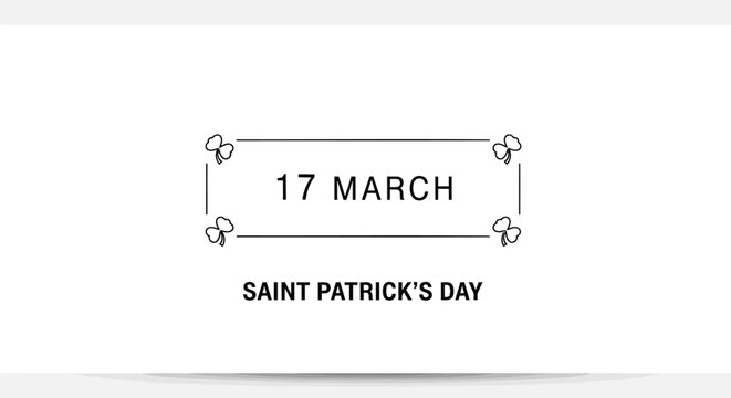 Saint Patrick's Day vector label with shamrocks and date, for greeting card or poster