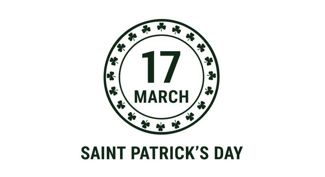 Saint Patrick's Day vector logo with shamrocks and date March 17, for banner or poster or social media overlay, Isolated on transparent background, png