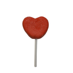 Red heart marshmallow candy lollipop symbolizing love