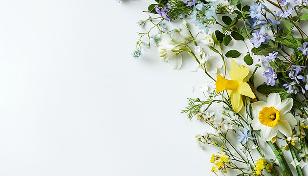 Botanical top-corner florals with open space