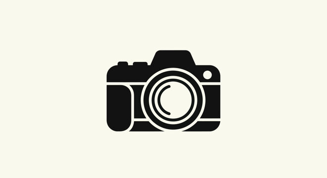 Camera icon black silhouette on neutral