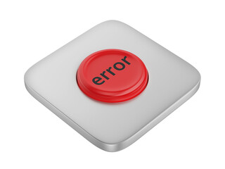 Red round error button on transparent background