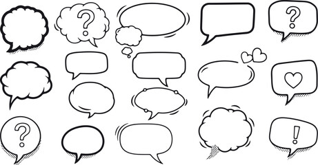 Fototapeta premium A collection of various speech bubbles and thought clouds on a white background