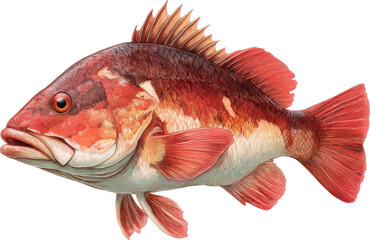Obraz premium a detailed illustration of a vibrant red grouper fish with striking color patterns
