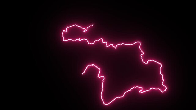 Tajikistan Neon Map Outline Animation,Blue & Orange Energy Border on Black Background,Glowing Neon Map Outline Animation,Blue Orange Energy Lines,Futuristic Neon Map Outline,Blue & Orange Energy Borde
