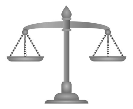 Ilustraci&oacute;n de balanza de la justicia. Ilustraci&oacute;n color plata. Vector para sitio web, folleto, app y otros. Icono de orden, balance y justicia.