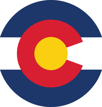 Vector illustration of Colorado state flag icon in bold design symbolizing heritage, nature, sunshine, mountains, and cultural identity