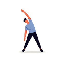 Obraz premium An illustration of a man performing a side bend stretch, focusing on flexibility, core strength, and overall fitness. Ideal for health and wellness concepts.