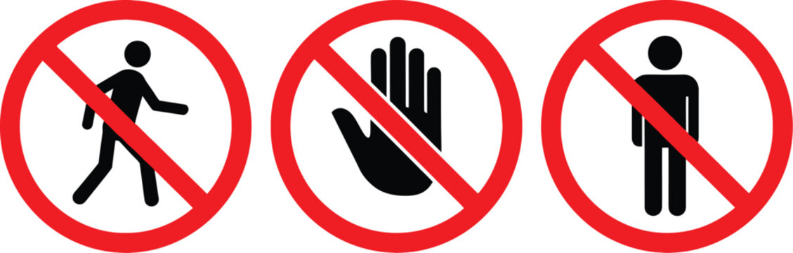 Forbidden action warning signs showing no entry 