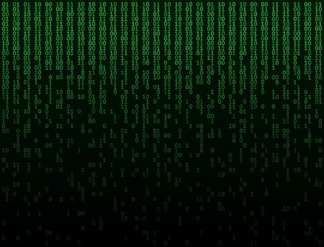 A high-energy digital curtain featuring cascading emerald binary digits. The composition transitions from a dense, vibrant ceiling of data into a sparse, atmospheric void, perfectly capturing the esse