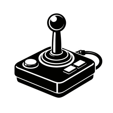 Vintage Retro Gaming Joystick Controller Black and White Vector Icon for Arcade Enthusiasts, Classic Console Gamers, and Nostalgia Seekers - Perfect for Graphic Design Assets, UI/UX, and Web Elements.