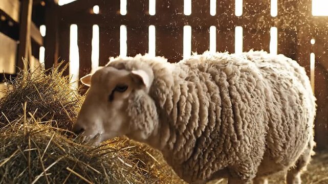 sheep and lambs on the barn