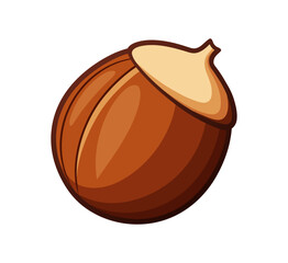 Isolated vector illustration of a sweet brown chocolate Easter egg and candy ball object with nut and coffee autumn fruit accents on white