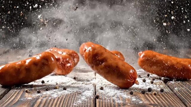 grilled sausage on the flour