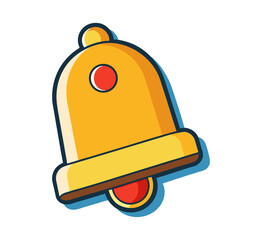 A 3d gold bell icon and isolated cartoon construction helmet vector symbol on a white background