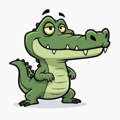 Fototapeta premium Cartoon crocodile character standing with a confident expression 