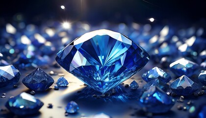 sapphire shimmer abstract background with smoky elegance a blue diamond is surrounded by blue and white diamonds