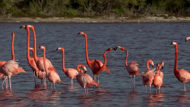 Flamingos jugando