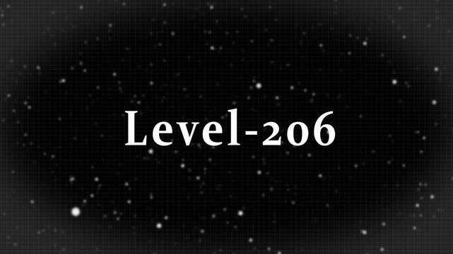 Dark digital background featuring a grid pattern and bokeh particles with Level-206 text, representing a gaming achievement, progress milestone, or success.