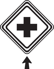 Fototapeta premium Single First Aid Station Informational Sign Silhouettes Isolated on White Background