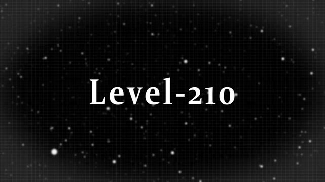 Dark digital background featuring a grid pattern and bokeh particles with Level-210 text, representing a gaming achievement, progress milestone, or success.