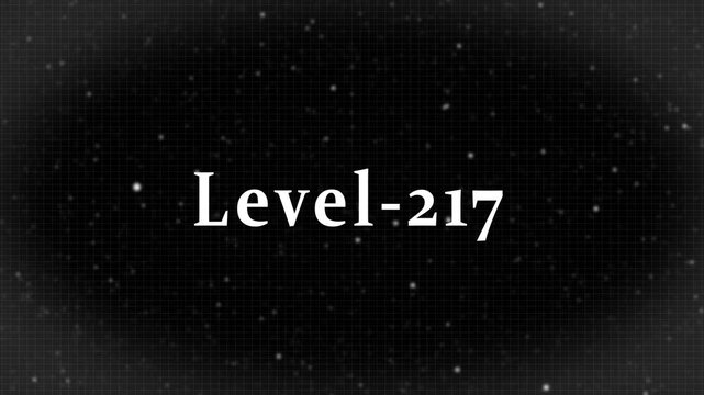 Level-217 text on a dark grid background with glowing particles, representing a significant milestone in gaming, achievement, and digital progression status.