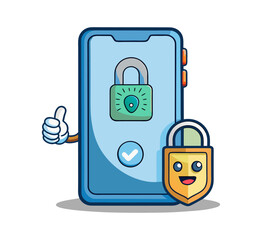 A set of vector icons featuring a padlock and key, a mobile phone with security login, and a secure button design for web safety and internet password protection