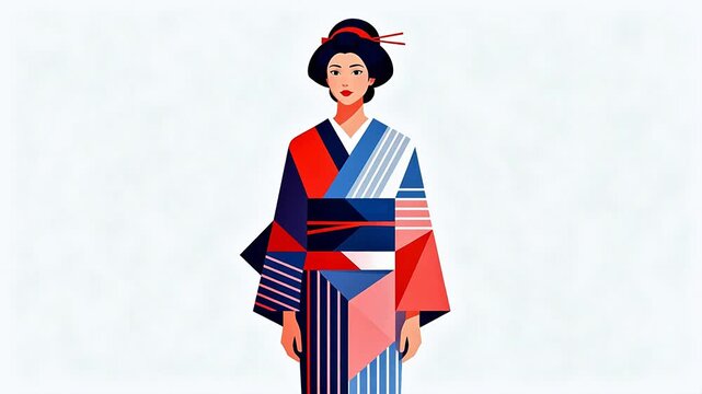 Woman in traditional Japanese kimono