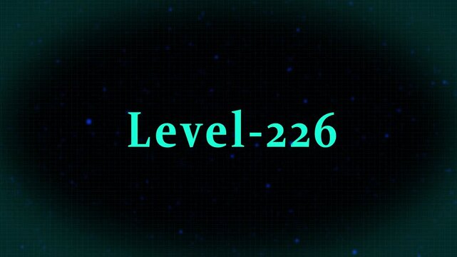 Level-226 text on a dark grid background with glowing particles, representing a significant milestone in gaming, achievement, and digital progression status.