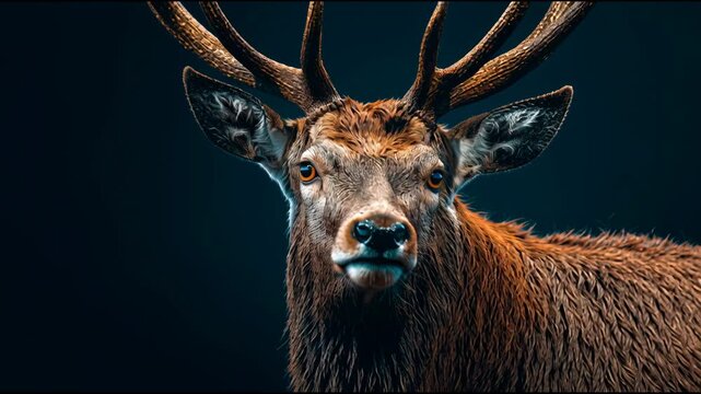 Beauty of a Deer With Smooth Fur Shown From Different Angles in a Dark Setting During the Evening
