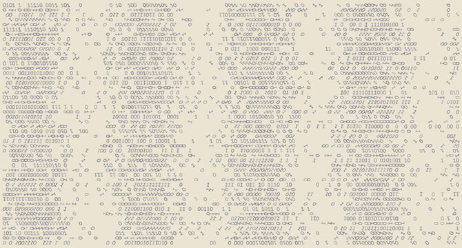 Atmospheric grey digits etched into a textured parchment void. This wide digital tapestry captures the intersection of ancient texture and modern logic, where binary sequences float like fossilized da