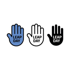 Obraz premium A graphic illustration of three hands with the words Leap Day written on them