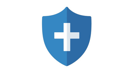 Obraz premium Blue Shield with White Cross Symbolizing Health and Protection.