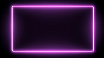 Futuristic Rectangular Neon Frame with Vibrant Pink Glowing Lines on Black Background for Modern High-Tech Border Design