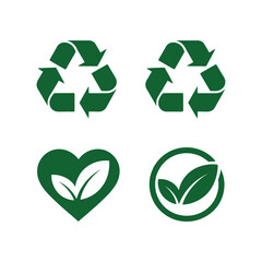 Obraz premium Eco friendly logos and symbols for recycling and nature conservation