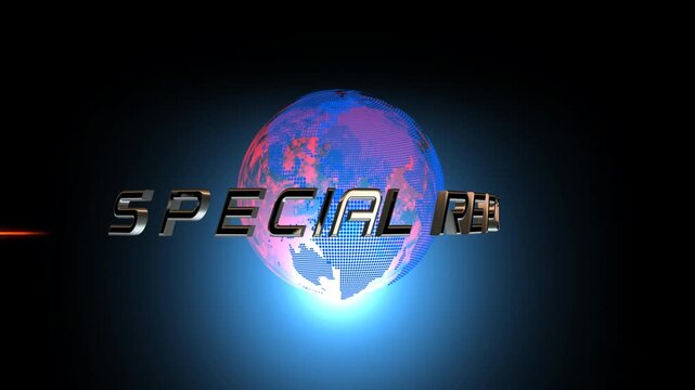 Special Report Global Tech Globe With Futuristic Silver Title And Neon Light Glow