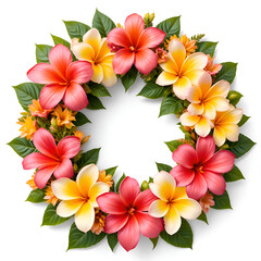 Vibrant Tropical Flowers Wreath For Spring And Summer