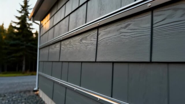 Medium shot of fireresistant siding installation on a modern home exterior highlighting durable panels designed to withstand high temperatures.