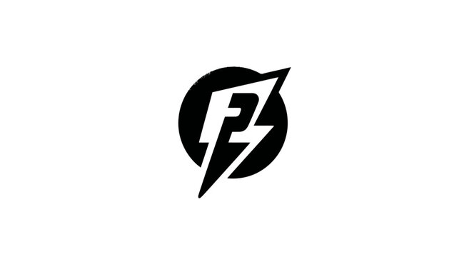 Dynamic FZ lettermark with lightning bolt in a circle, modern black and white graphic design element, energetic logo concept.