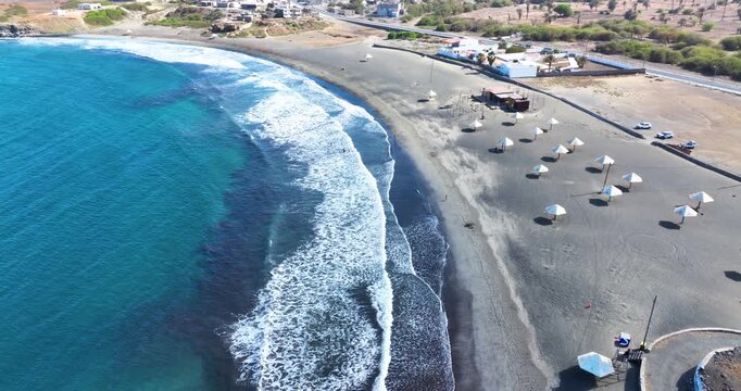 Aerial view of Praia Baixo beach in Santiago island in Cape Verde - Cabo Verde