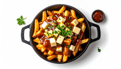 Loaded Poutine on White Background