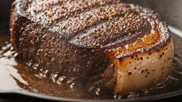 Slow-motion footage of a freshly baked chocolate lava cake with steam rising showing gooey interior and crispy exterior