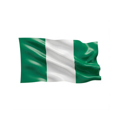 Obraz premium Nigeria Flag Waving Realistic 3D Render Isolated on White Background